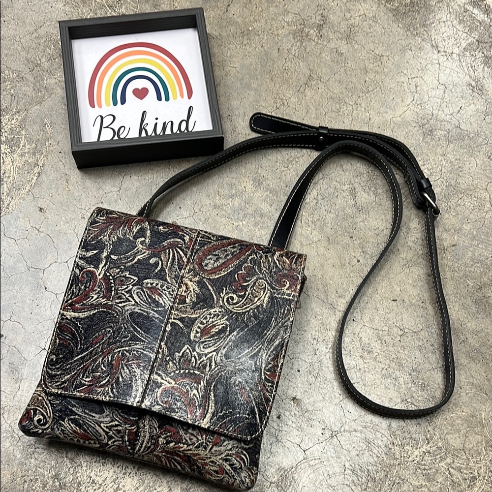 *Patricia Nash Black and Brown Embossed Crossbody Bag